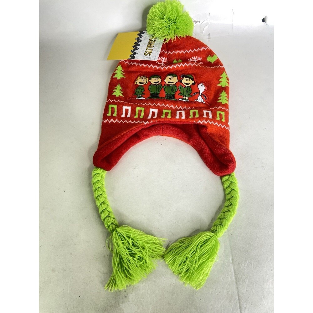 Peanuts Charlie Brown Snoopy Unisex Kids Youth Laplander Pom Beanie Hat Cap